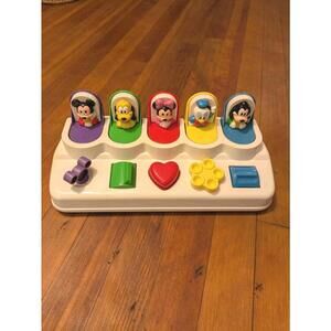 VINTAGE Disney Mickey Mouse Poppin Pals Interactive Baby Toy - Mattel Pop Up 80s